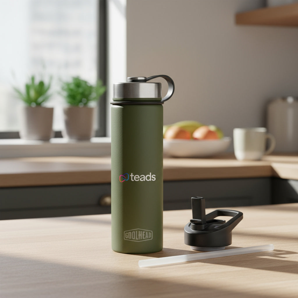 בקבוק תרמי שומר קור חום ממותג - 1000 מ״ל