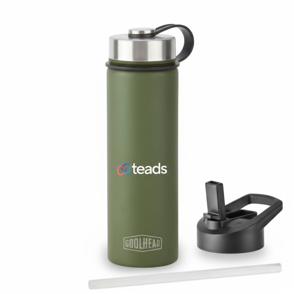 בקבוק תרמי שומר קור חום ממותג - 1000 מ״ל