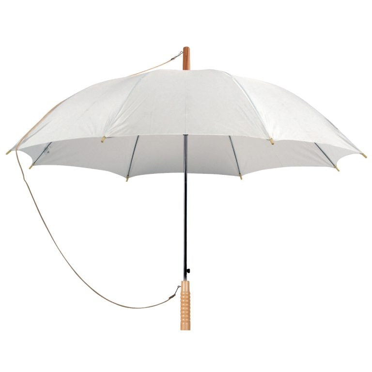 מטרייה ממותגת בקוטר 23" – פתיחה אוטומטית עם ידית עץ